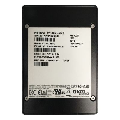 118000674 Dell EMC 15.36TB U.2 NVMe PCIe 2.5-Inch Enterprise SSD