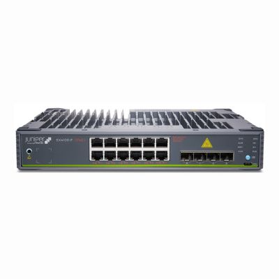 EX4100-F-12P Juniper EX4100 Series 12 x Ports PoE+ 1000Base-T + 2 x Ports 10GbE Uplinks + 4 x Ports 10GbE Stacking/Uplink Ports Layer 3 Managed 1U Rack-mountable Gigabit Ethernet Network Switch