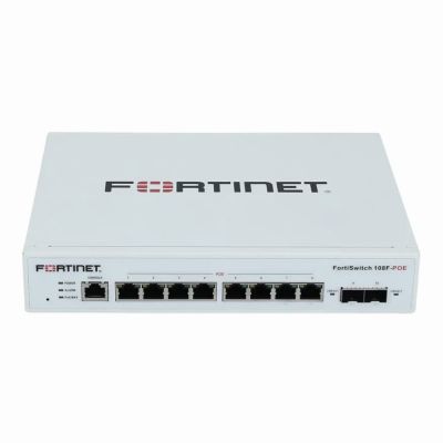 FS-108F-POE Fortinet FortiSwitch 100 Series 108F-PoE 8 x RJ-45 Ports PoE+ 1000Base-T + 2 x Gigabit SFP Ports Layer 2 Managed 1U Rack-mountable Gigabit Ethernet Network Switch