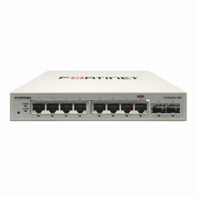FS-108F Fortinet FortiSwitch 100 Series 108F 8 x RJ-45 Ports PoE+ 1000Base-T + 2 x Gigabit SFP Ports Layer 2 Managed 1U Rack-mountable Gigabit Ethernet Network Switch