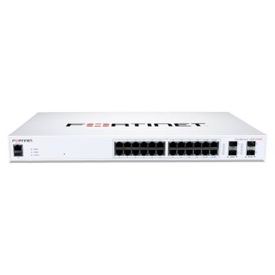 FS-124F-FPOE Fortinet FortiSwitch 100 Series 124F-FPoE 24 x RJ-45 Ports PoE+ 1000Base-T + 4 x SFP+ Ports Layer 2 Managed 1U Rack-mountable Gigabit Ethernet Network Switch