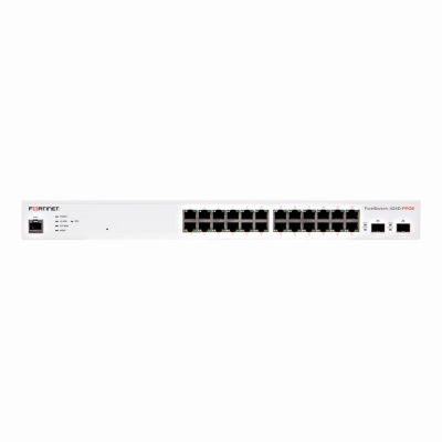 FS-424D-POE Fortinet FortiSwitch 424D-PoE 24 x Ports 10/100/1000Base-T PoE + 2 x Ports 10GbE SFP+ 1U Rack-mountable Layer 3 Managed Gigabit Ethernet Network Switch