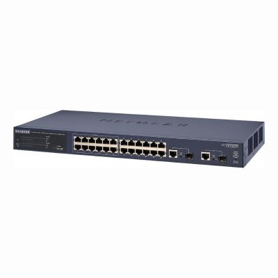 FS726TP Netgear ProSafe 24 x Ports 10/100Base-TX (12 x Ports PoE) + 2 x Ports 1GbE RJ-45 + 2 x Ports SFP Layer 3 Managed 1U Rack-Mountable Fast Ethernet Smart Network Switch