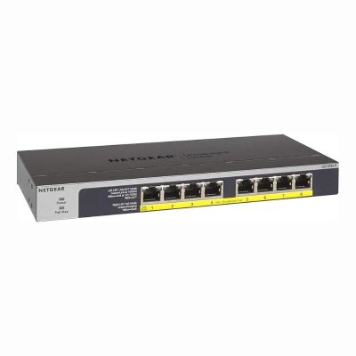 GS108LP-100NAS Netgear Prosafe GS108LP 8 x Ports PoE+ 10/100/1000Base-T Rack-mountable Unmanaged Gigabit Ethernet Network Switch
