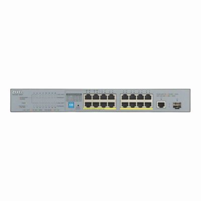 GS1300-18HP ZyXEL 16 x Ports PoE 10/100/1000Base-T + 2 x SFP Ports Layer 2 Managed 1U Rack-mountable Gigabit Ethernet Network Switch