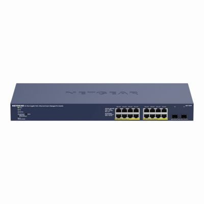 GS716TPP Netgear 16 x Ports PoE+ 10/100/1000Base-T + 2 x SFP (mini-GBIC) Ports Layer 3 Managed Desktop Gigabit Ethernet Network Switch