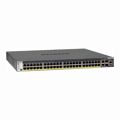 GSM4352PB Netgear Prosafe M4300 Series M4300-52G-PoE+ 48 x Ports PoE+ 10/100/1000Base-T + 2 x Ports 10GBase-T + 2 x Ports SFP+ Stackable 1U Rack-mountable Layer 3 Managed Gigabit Ethernet Network Switch