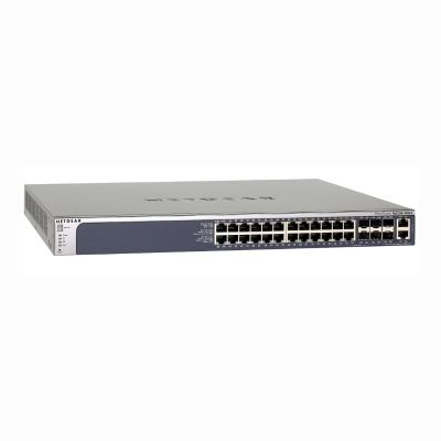 GSM7328FS-200NES Netgear Prosafe M5300 Series GSM7328FS 24 x SFP Ports 10/100/1000Base-X + 4 x RJ-45 Ports 10GBase-T Layer 3 Managed 1U Rack-mountable Stackable Gigabit Ethernet Network Switch