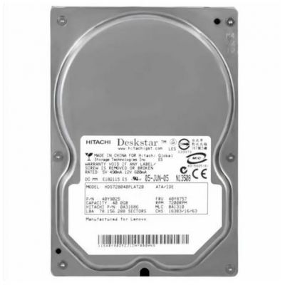 HDS728040PLAT20 Hitachi DESKSTAR 40GB 7200RPM 2MB Cache IDE/ATA-100 40-Pin 3.5-inch Hard Drive