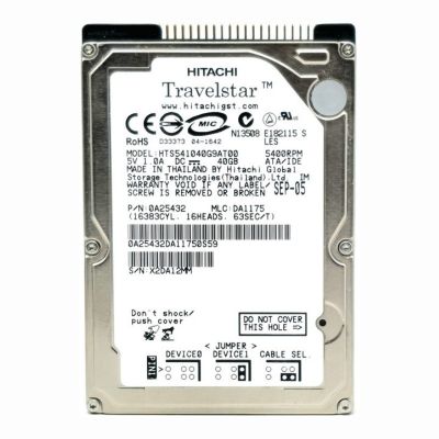 HTE541040G9AT00 Hitachi Travelstar E5K100 40GB 5.4K RPM ATA-100 8MB Cache 2.5-inch Internal Hard Drive