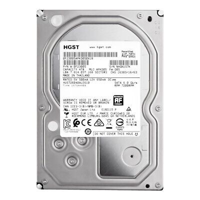 HUS726040ALE610 Hitachi Ultrastar 7K6000 4TB 7200RPM SATA 6GB/s 128MB Cache 512E 3.5-inch Hard Drive