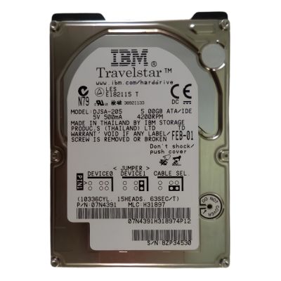 07N4391 IBM 5GB 4200RPM ATA 66 2.5 512KB Cache Travelstar Hard Drive