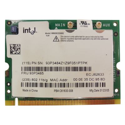 93P3485 IBM Intel PRO/Wireless 2200BG 802.11b/g Mini PCI Adapter