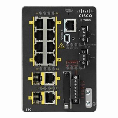 IE-2000-8TC-G-N Cisco Industrial Ethernet IE 2000 Series 8 x FE Ports 10/100Base-TX + 2 x GE Combo Ports Layer 2 Managed Fast Ethernet Network Switch