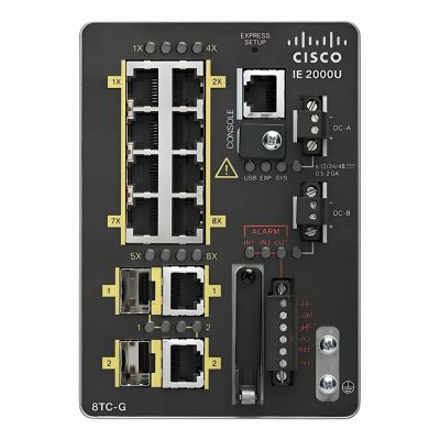 IE-2000U-8TC-G Cisco Industrial Ethernet IE 2000U Series IE-2000U-8TC 8 x FE Ports 10/100BAse-TX + 2 X GE Combo Ports Layer 2 Managed Din Rail-Mountable Fast Ethernet Network Switch