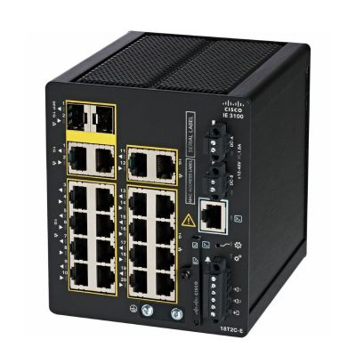 IE-3100-18T2C-E Cisco Industrial Ethernet 3100 Rugged Series 18 x Ports 10/100Base-T + 2 x Combo Gigabit Ports Layer 2 Managed Rail-mountable Gigabit Ethernet Network Switch