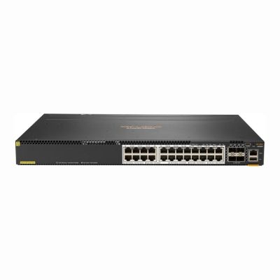 JL660A HP Aruba 6300M 24 x Ports 5GBase-T Class6 PoE+ + 4 x Ports 50GbE SFP56 1U Rack-mountable Layer 3 Managed Stackable Gigabit Ethernet Network Switch