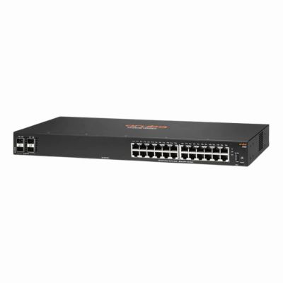 JL678A HP Aruba 6100 Series 6100 24G 4SFP+ 24 x RJ-45 Ports 10/100/1000Base-T + 4 x SFP+ Ports Side-To-Side Airflow Layer 3 Managed 1U Rack-Mountable Gigabit Ethernet Network Switch