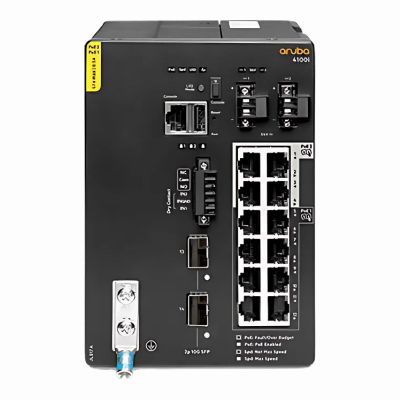 JL817-61101 HP Aruba CX 4100i Series 12-Ports 10/100/1000Base-T RJ-45 PoE Class 6 2-Ports 10GBase-X SFP+ DIN Mount Gigabit Ethernet Switch