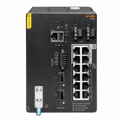 JL817A HPE Aruba CX 4100i 12-Port 1GbE RJ-45 4-Port SFP+ Layer 3 Managed DIN Rail Mount Industrial Ethernet Switch