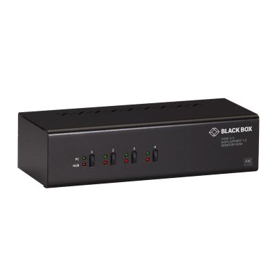 KVM Switch KV6224DPH - 4-Port, Dual-Monitor, Mixed DisplayPort 1.2 and HDMI 2.0, 4K 60Hz, USB 3.1 Hub, Audio