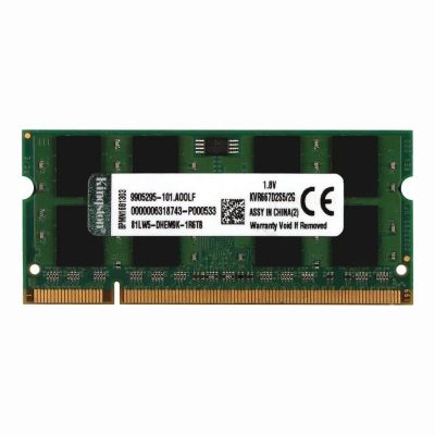 KVR667D2S5/2G Kingston 2GB DDR2-667MHz PC2-5300 Non-ECC Unbuffered CL5 200-Pin SoDimm Dual Rank Memory Module