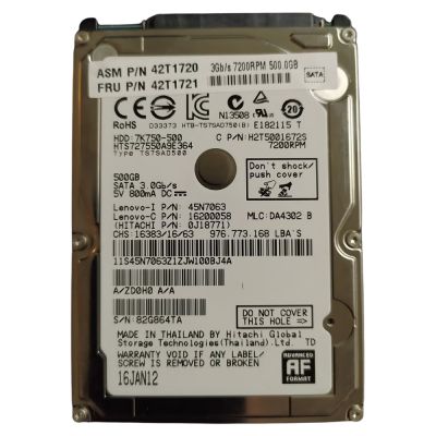 42T1721 Lenovo 500GB 7.2K RPM 3Gb/s SATA 16MB Cache 2.5-Inch Hard Drive for ThinkPad T430/T430i