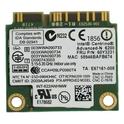 60Y3231 Lenovo Centrino Advanced-N 6200 Dual-Band 300Mbps Wireless Wi-Fi Card