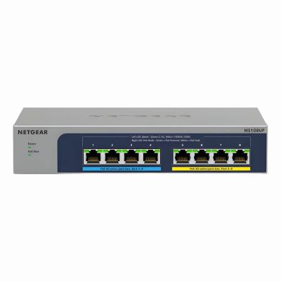 MS108UP-100NAS Netgear 8 x Ports PoE++ 2.5GBase-TX Layer 2 Unmanaged Desktop Fast Ethernet Network Switch