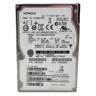 108-00221+A0 NetApp 600GB 10000RPM SAS 6Gb/s 64MB Cache 2.5-inch Hard Drive