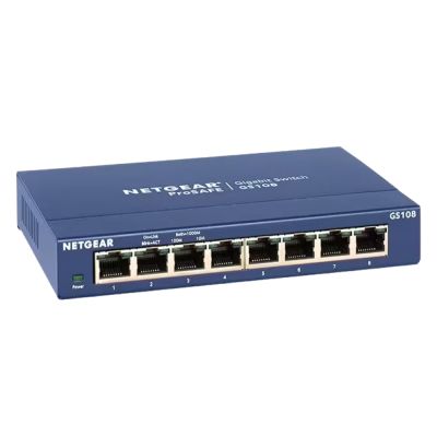 GS108 Netgear 8-Port 10/100/1000Base-T Unmanaged Gigabit Switch Rack-Mount