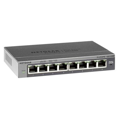 GS108EV3 NetGear 8-Port 10/100/1000Base-T Unmanaged Rack-Mount Gigabit Switch