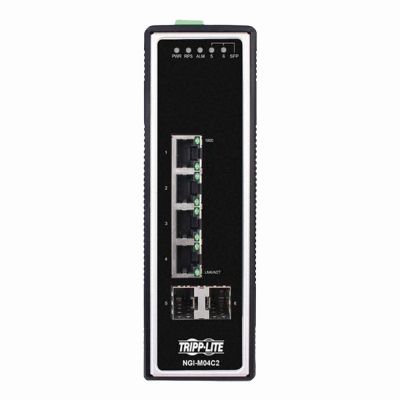 NGI-M04C2 Tripp Lite 4 x Ports 10/100/1000Base-T + 2 x Ports SFP mini-GBIC Layer 2 Managed Rail-Mountable Industrial Gigabit Ethernet Switch