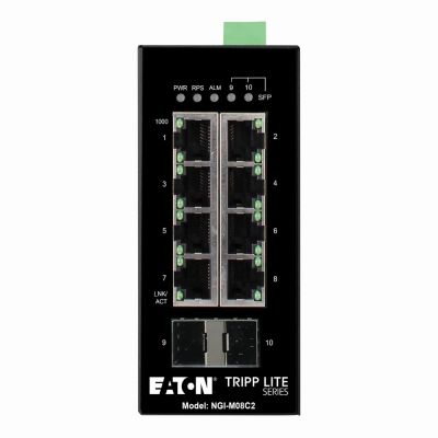 NGI-M08C2 Tripp Lite 8 x Ports 10/100/1000Base-T + 2 x Ports SFP mini-GBIC Layer 2 Managed Rail-Mountable Industrial Gigabit Ethernet Switch