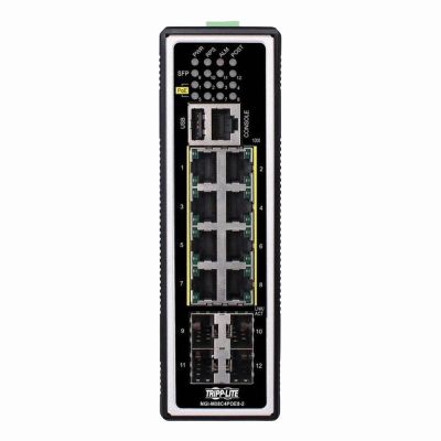 NGI-M08C4POE8-2 Tripp Lite 8 x Ports PoE+ 10/100/1000Base-T + 4 x Ports SFP mini-GBIC Layer 2 Managed Rail-Mountable Industrial Gigabit Ethernet Switch