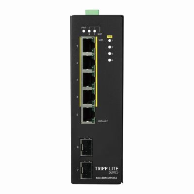 NGI-S05C2POE4 Tripp Lite 4 x Ports PoE+ 1000Base-T + 1 x Port 1GbE RJ-45 + 2 x Ports SFP mini-GBIC Layer 2 Managed Rail-Mountable Industrial Gigabit Ethernet Switch