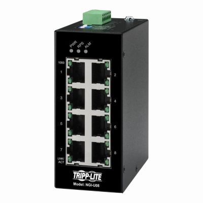 NGI-U08 Tripp Lite 8 x Ports 10/100/1000Base-T Layer 2 Unmanaged Rail-Mountable Industrial Gigabit Ethernet Switch
