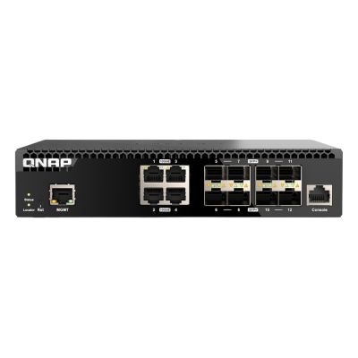 QSW-M3212R-8S4T-US QNAP 4-Port Half-Width Rackmount Full 10GbE L2 Managed Switch