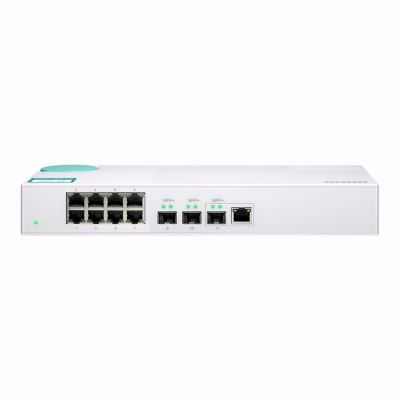 QSW-308-1C QNAP 8 x Ports 1000Base-T + 2 x Ports SFP+ + 1 x Port SFP+ Combo Desktop Gigabit Ethernet Network Switch