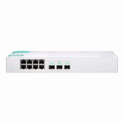 QSW-308S-US QNAP 8 x Ports 1000Base-T + 3 x Ports SFP+ Desktop Gigabit Ethernet Network Switch