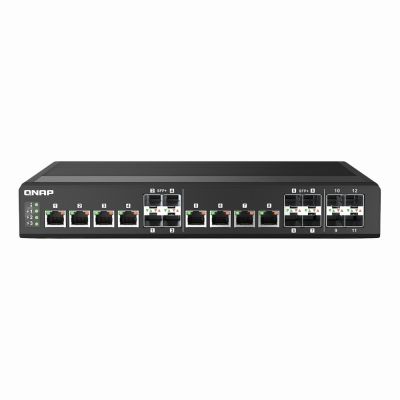 QSW-IM1200-8C QNAP 4 x Ports 10GBase-X + 8 x SFP+/RJ45 Combo Ports Layer 2 Managed 1U Rack-Mountable Gigabit Ethernet Network Switch