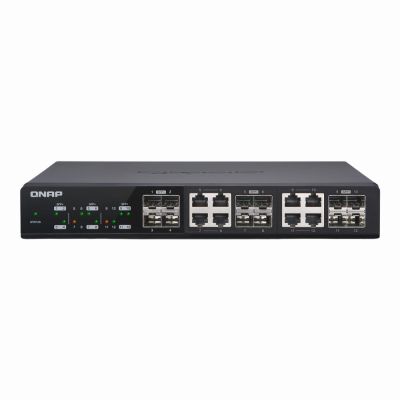 QSW-M1208-8C QNAP 4 x Ports 10GBase-X + 8 x SFP+/RJ45 Combo Ports Layer 2 Managed 1U Rack-Mountable Network Switch