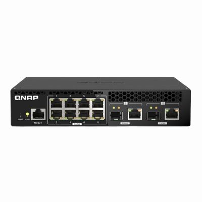 QSW-M2108R-2C QNAP 8 x Ports 2.5GBase-T + 2 x Ports SFP+ Combo 1U Rack-Mountable Managed Switch