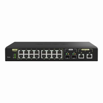 QSW-M2116P-2T2S QNAP 16 x Ports PoE+ 2.5GBase-T + 2 x Ports PoE 10GbE RJ-45 + 2 x Ports SFP+ Layer 2 Managed 1U Rack-Mountable Gigabit Ethernet Network Switch