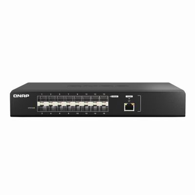 QSW-M5216-1T QNAP 16 x Ports 25GBase-X + 1 x Port 10GbE RJ-45 Layer 2 Managed 1U Rack-Mountable Gigabit Ethernet Network Switch