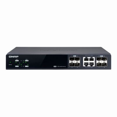 QSW-M804-4C QNAP 4 x Ports 10GBase-X + 4 x SFP+/RJ-45 Combo Ports Layer 2 Managed 1U Rack-Mountable Network Switch