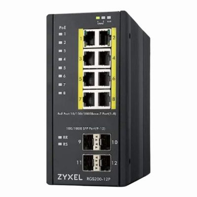 RGS200-12P ZyXEL 8 x Ports PoE+ 10/100/1000Base-T + 4 x SFP Ports Layer 2 Managed 1U Rack-mountable Gigabit Ethernet Network Switch