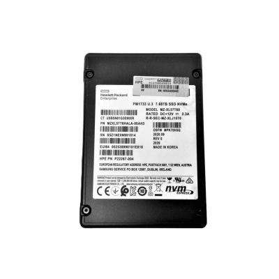MZXL57T6HALA-00AH3 Samsung PM1733 7.68TB PCIe Gen 4.0 x4 NVMe U.3 Solid State Drive HPE OEM 