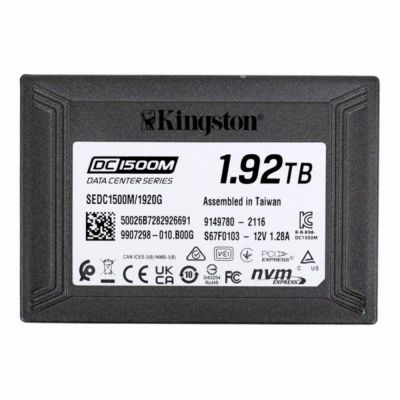 SEDC1500M/1920G Kingston DC1500M Series 1.92TB Triple-Level Cell PCI Express NVMe 3.0 x4 3D NAND Flash U.2 Enterprise Solid State Drive