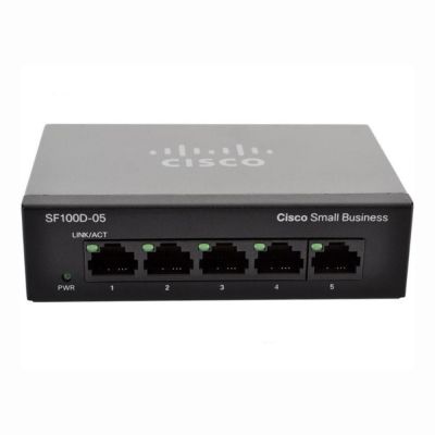 SF100D-05 Cisco Small Business 100 Series 5 x RJ-45 Ports 10/100Base-TX Layer 2 Unmanaged Rack-mountable Fast Ethernet Network Switch